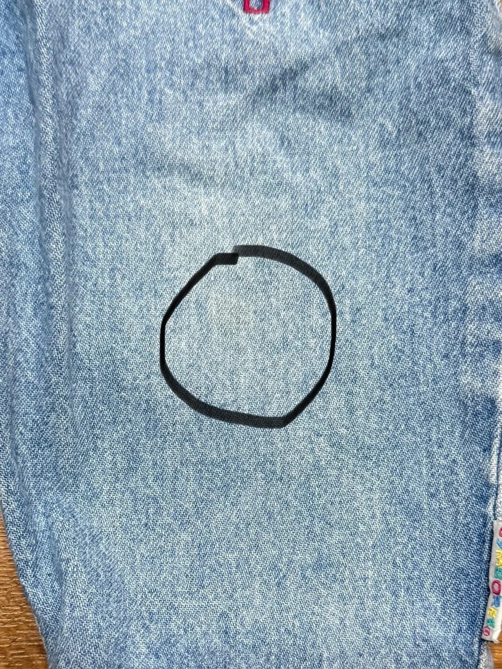 Vintage 90s Girls Pull On Denim Pants Size Small Embroidered Flower Heart